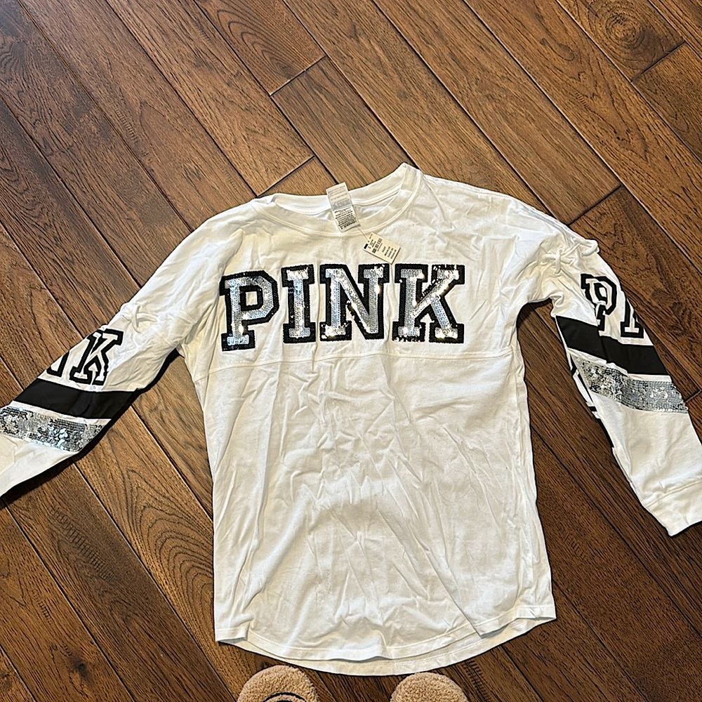 Victoria secret pink brand new bling tee shirt long sleeve